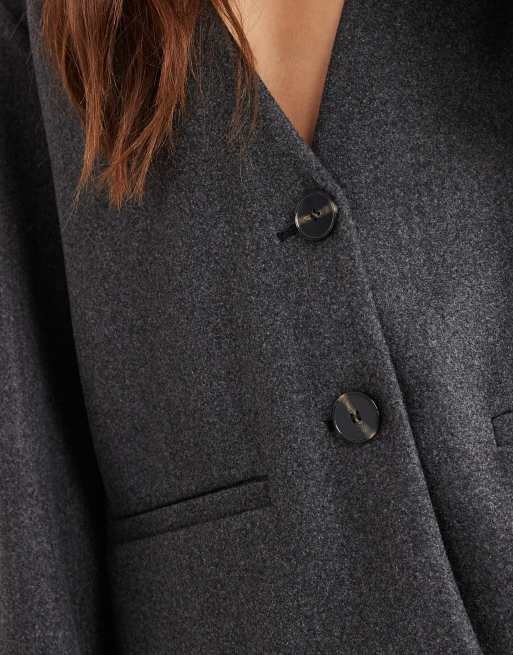 ONLY – Lange Strickjacke in Anthrazit mit V-Ausschnitt, 3 von 4