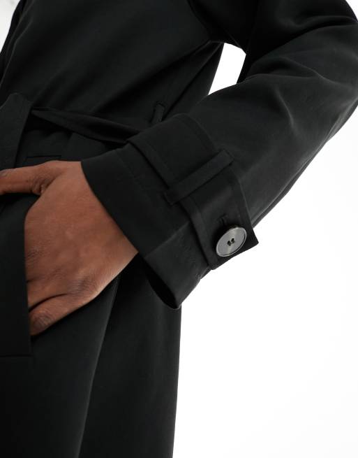 ONLY - Lange trenchcoat in zwart , 3 van 4