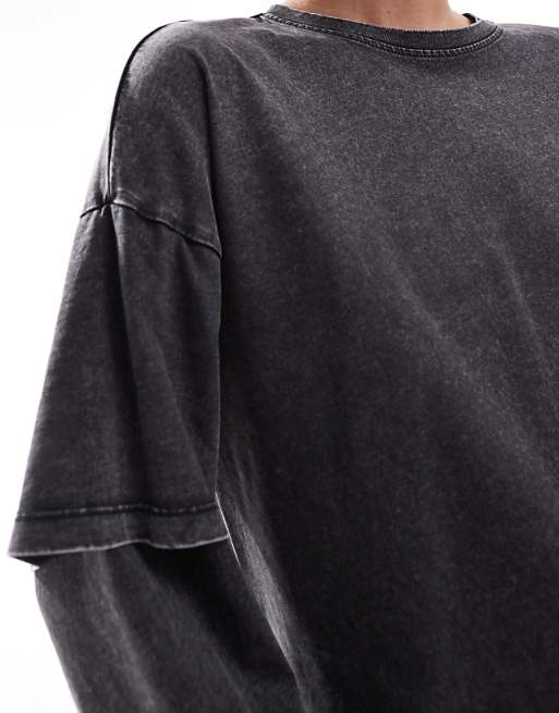 ONLY layered long sleeve top in washed gray | ASOS ONLY layered long sleeve top in washed gray | ASOS