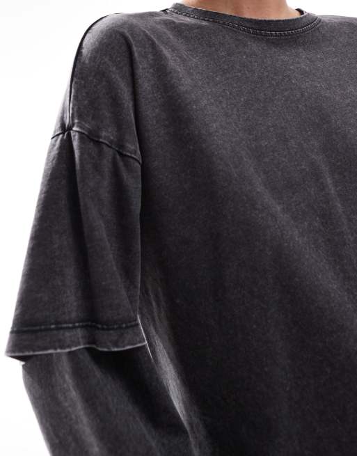 ONLY layered long sleeve top in washed gray | ASOS