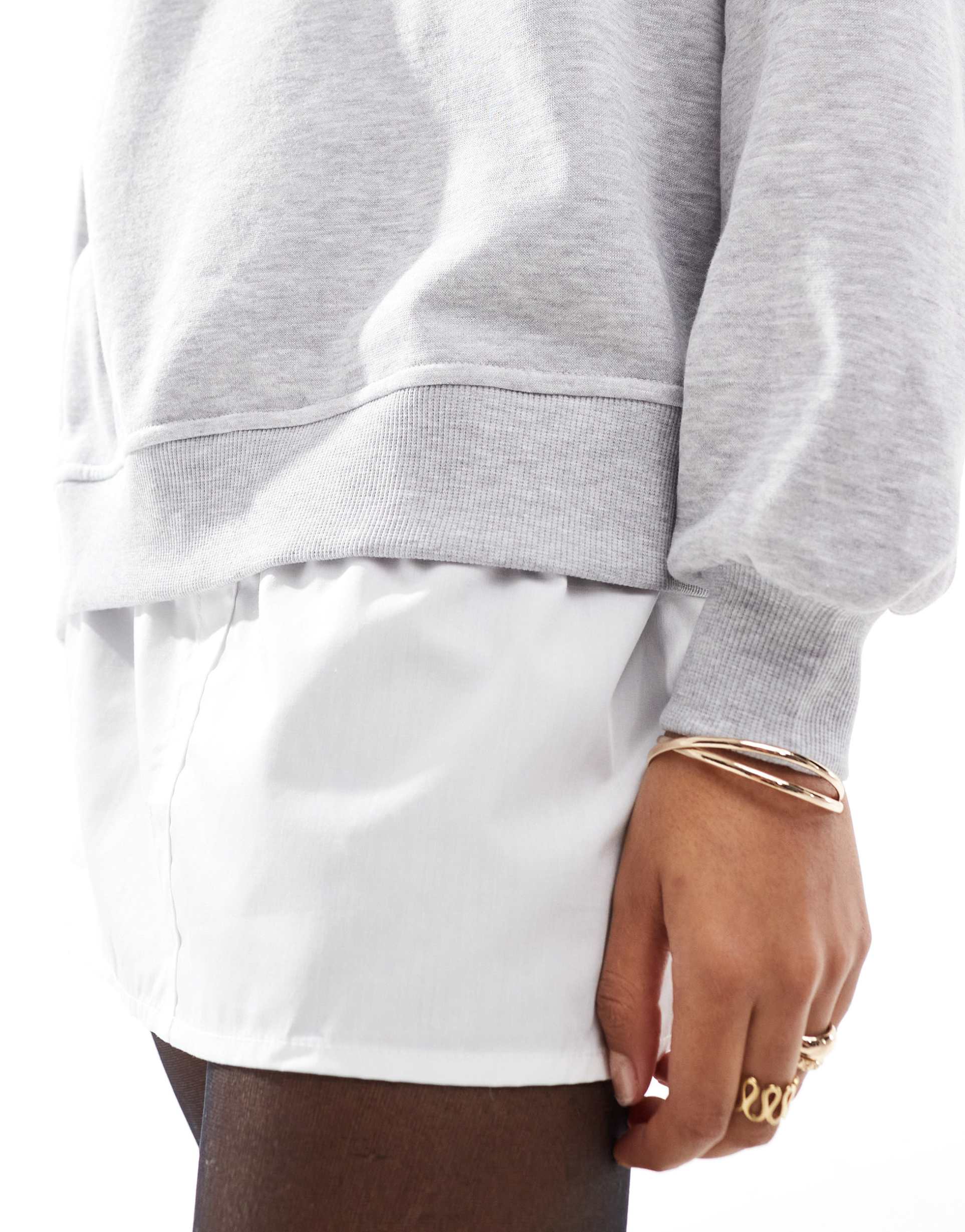 only layered sweat mini dress in light gray