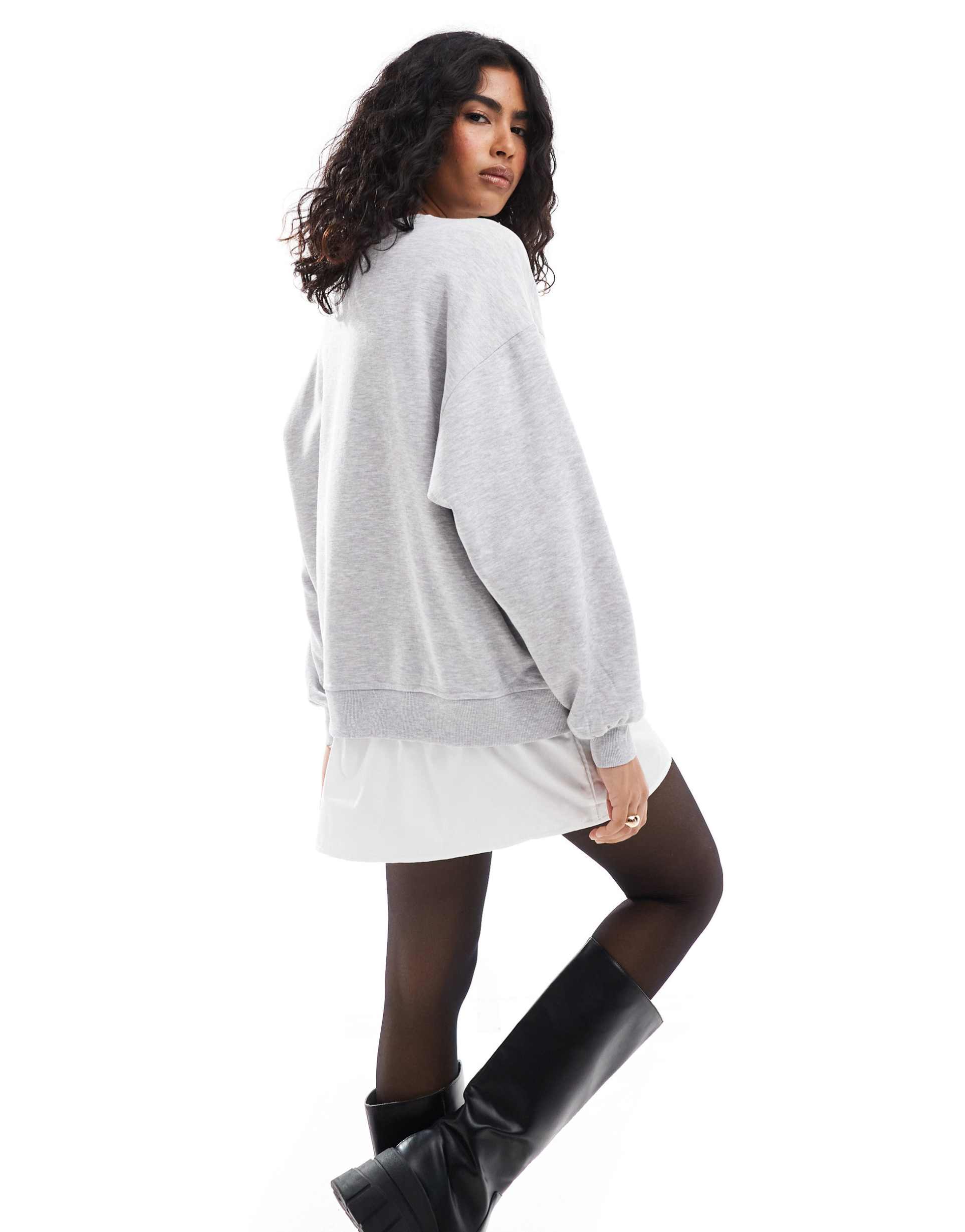 only layered sweat mini dress in light gray