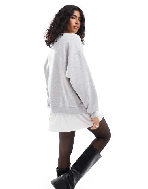 ONLY layered sweat mini dress in light gray | ASOS