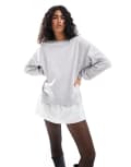 [ONLY] ONLY layered sweat mini dress in light grey 6 Light Grey Melange