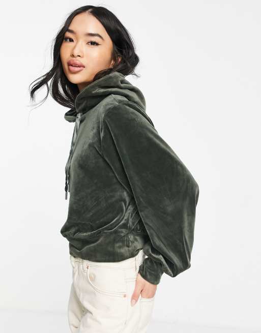 Only - Layla - Felpa con cappuccio in velour verde