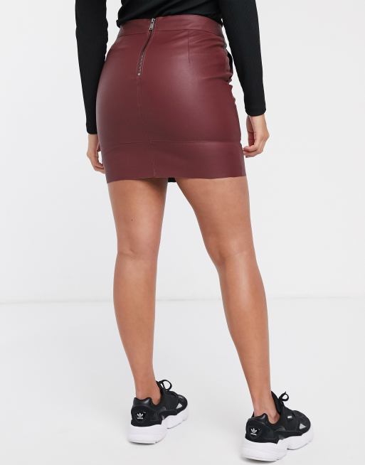 Burgundy leather cheap skirt 9mm