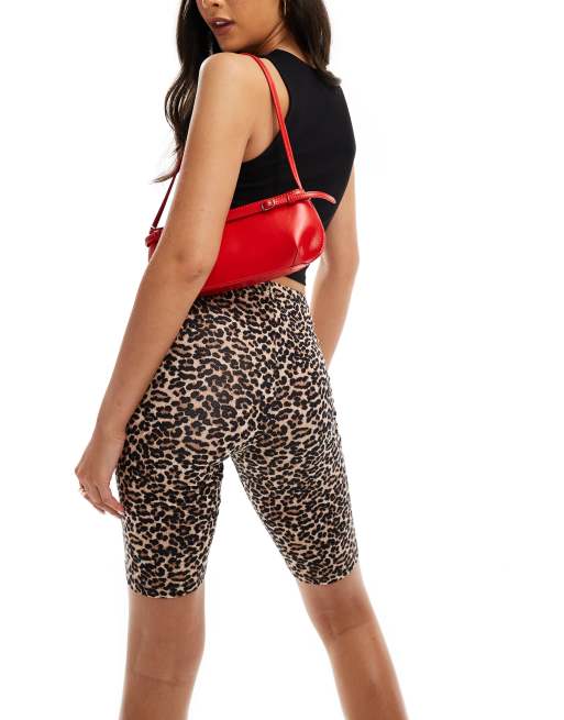 シャルボン LEOPARD 10 POCKETS SHORT LEGGINGS BEAUDRM Women's Y2K Leopard Print Leggings Mesh Sheer Sexy
