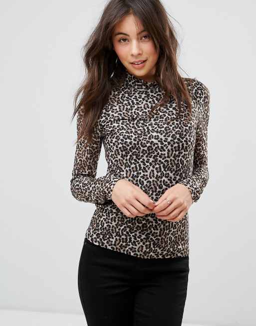 Leopard print hotsell top high neck