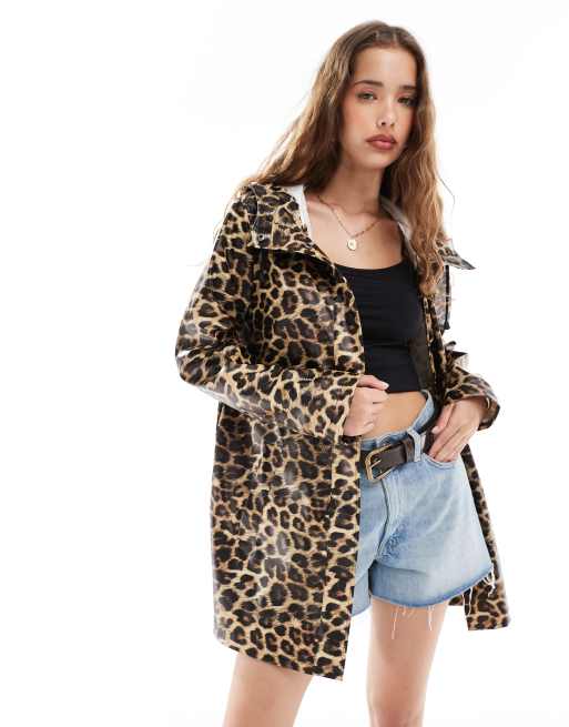 ONLY leopard print raincoat in brown