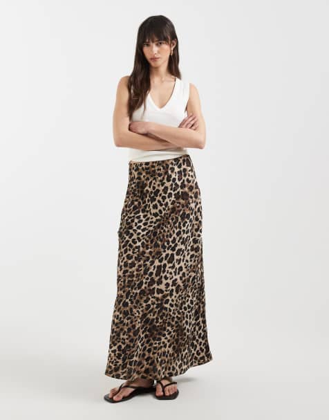 ONLY – Leopardmönstrad maxikjol i satin - view 1