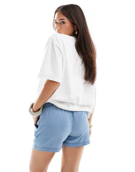 ONLY - Lette lyseblå denimshorts med bindetalje, 4 af 5