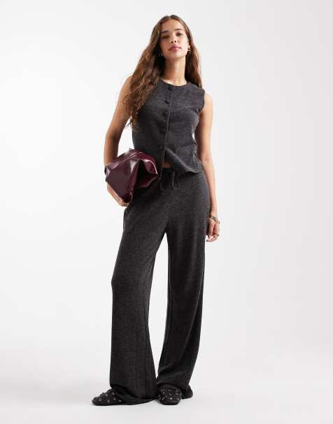 ONLY light knitted vest & pants set in dark grey - view 1
