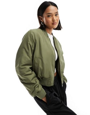 ONLY lightweight bomber jacket in khaki | ASOS