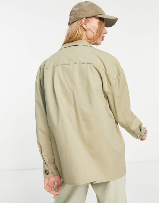 Only lightweight cargo shacket in beige, 2 of 4