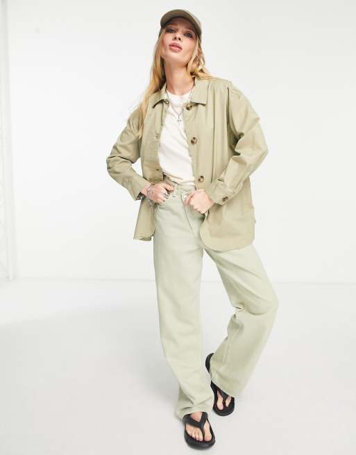 Only lightweight cargo shacket in beige, 4 of 4