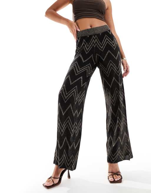 Only lightweight chevron pants in black and gold glitter (part of a set) 