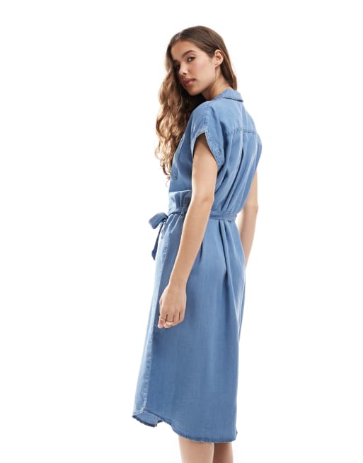 Only Pema Short Sleeve Dress Blue Xs Woman