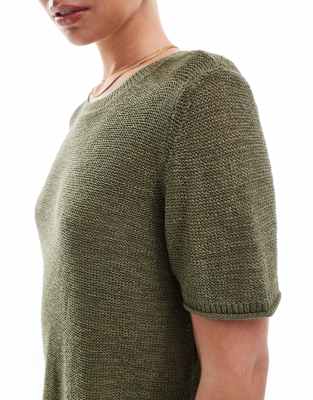 Shop Only Lightweight Open Knit T-shirt In Green