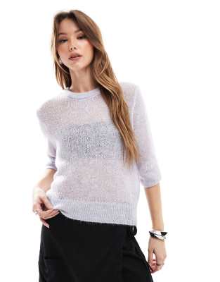 Only Lightweight Short Sleeve Knit Sweater In Purple