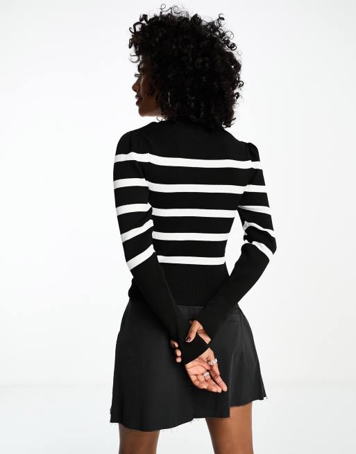 Only lightweight sweater in black and white stripe , 2 of 4