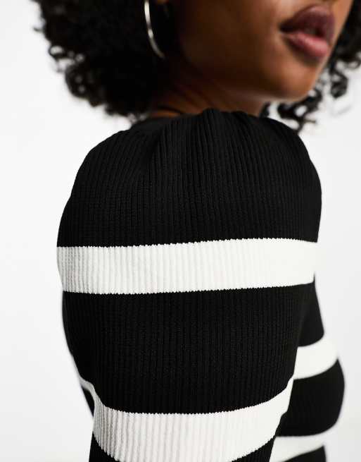 Only lightweight sweater in black and white stripe , 3 of 4