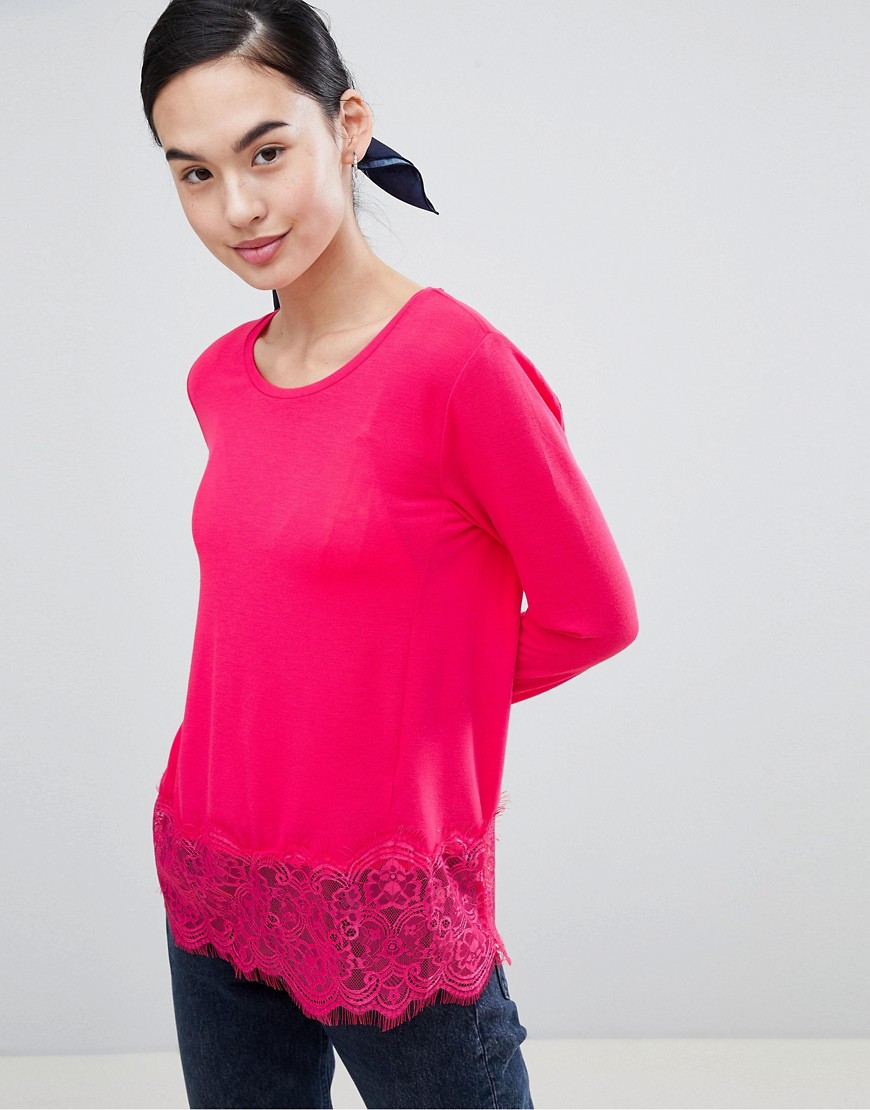 Only Lilo Top with Lace Trim-Pink