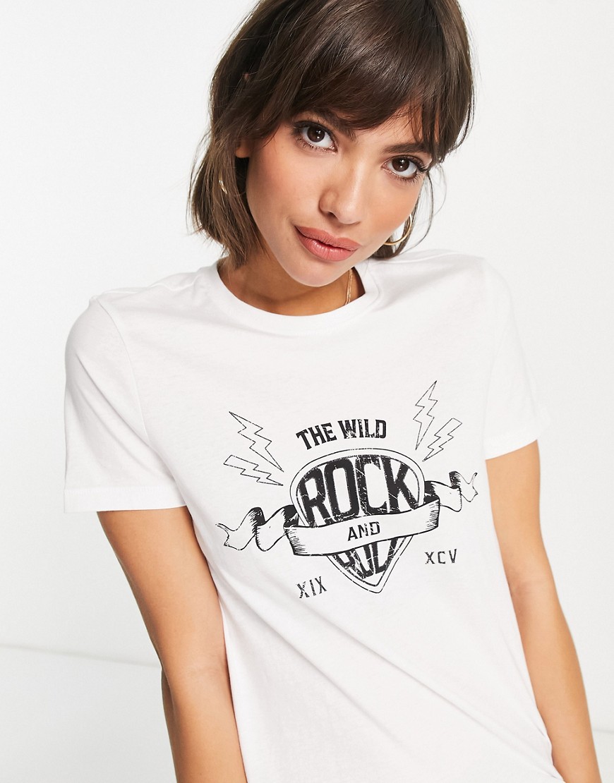 Only Lima short sleeve graphic T-shirt in white