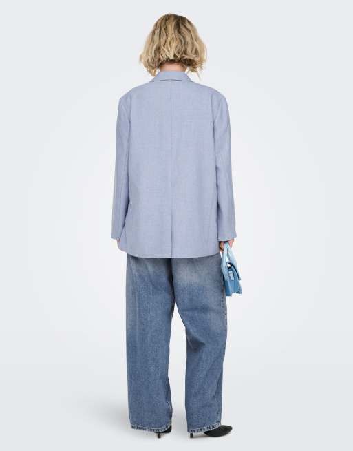 ONLY Linda Boyfriend-Blazer mit langen Ärmeln, meliert, in Blau, 2 von 7