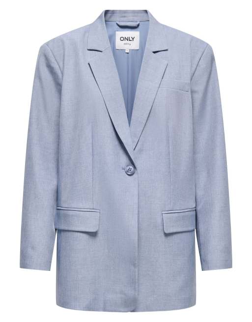 ONLY Linda boyfriend long sleeve melange blazer in blue, 7 of 7