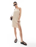 [ONLY] ONLY linen blend cami mini dress in beige-Neutral 10 Humus