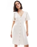 [ONLY] ONLY linen blend mini dress in stone-Neutral 6 Pumice stone