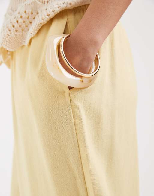 ONLY linen blend pull on trouser co-ord in pale yellow, 5 of 5