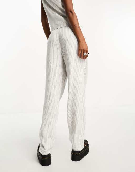 STRIPED LINEN BLEND TROUSERS - only one