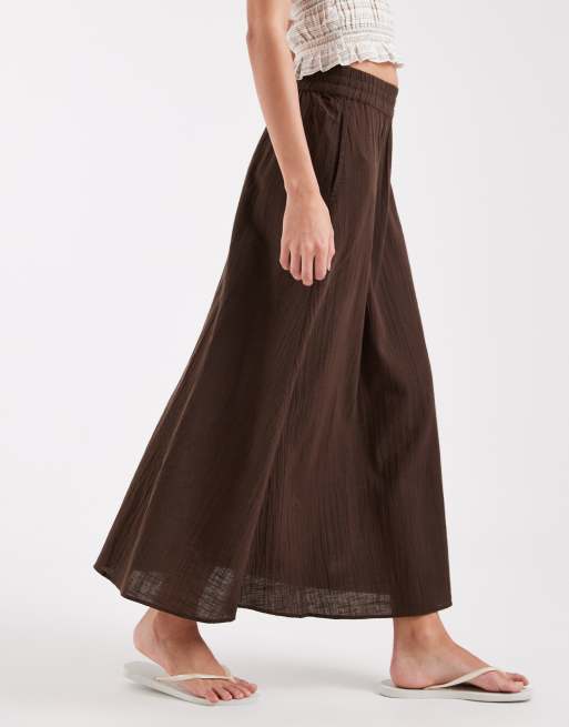 ONLY linen look midaxi skirt in brown, 5 of 5