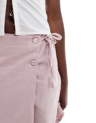 Only Linen Mix Asymmetric Mini Skirt