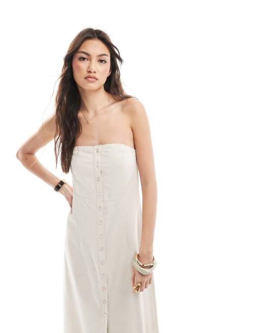 chinese dress ladies The Irina: Bandeau Linen Midi-Chic Women’s Dresses main image 0