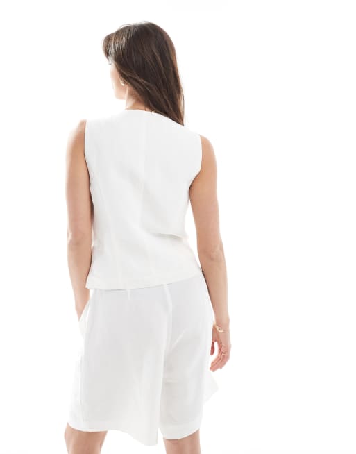 ONLY linen mix vest in white - part of a set, 2 of 4