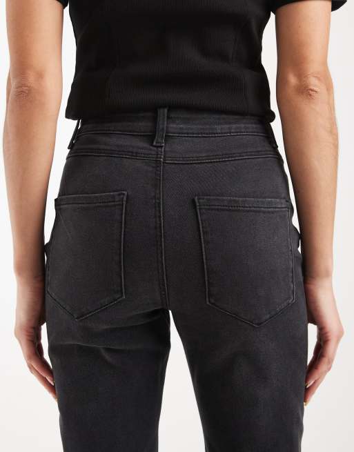 ONLY - Linez - Flared jeans met hoge taille in zwarte wassing, 4 van 5