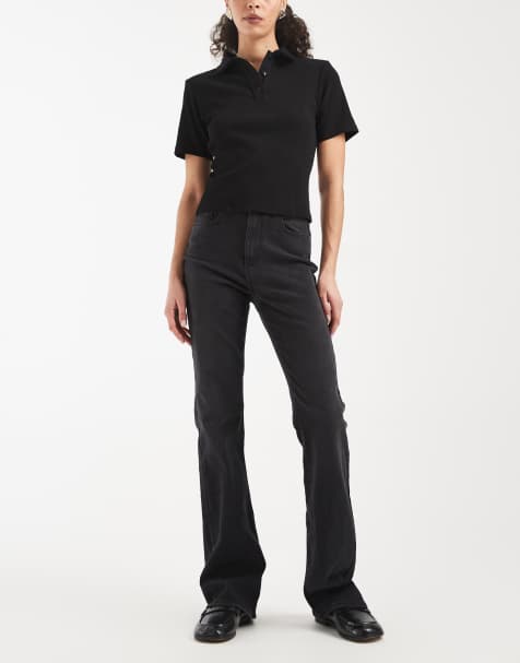 ONLY Linez high waist flared jeans in washed black