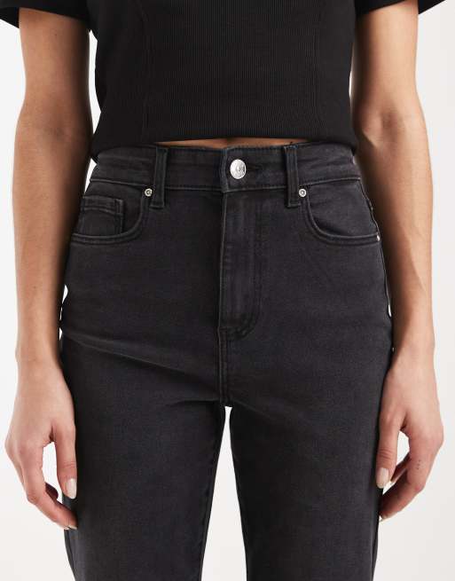 ONLY – Linez – Svarta, tvättade, utsvängda jeans med hög midja, 5 av 5
