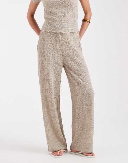 ONLY – Ljusbeige, strukturerade byxor, del av set , 2 av 5