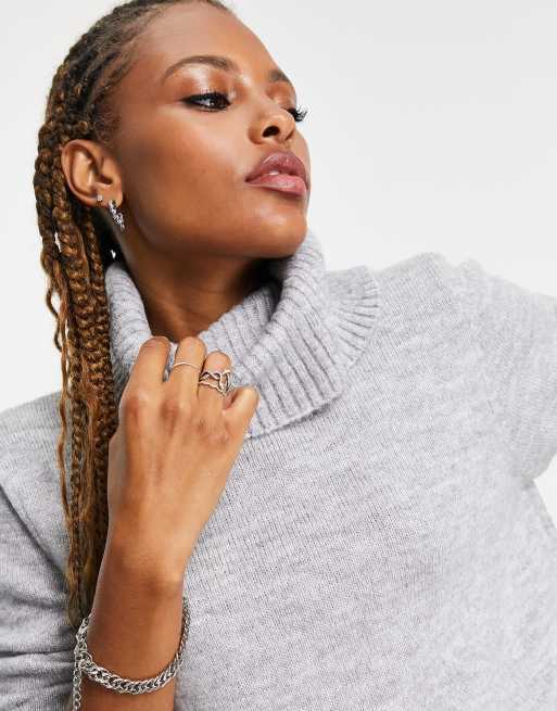 Only – Ljusgrå tröjklänning i midilängd med polokrage , 3 av 4