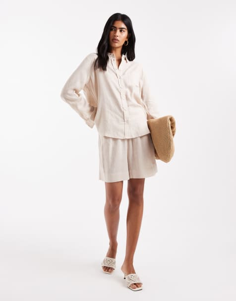ONLY linen shorts co-ord in beige 