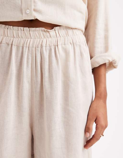ONLY – Lniane beżowe szorty, część zestawu , 3 z 5