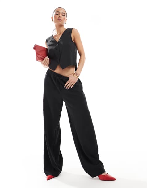 ONLY – Locker geschnittene, elegante Hose in Schwarz, Kombiteil - view 1