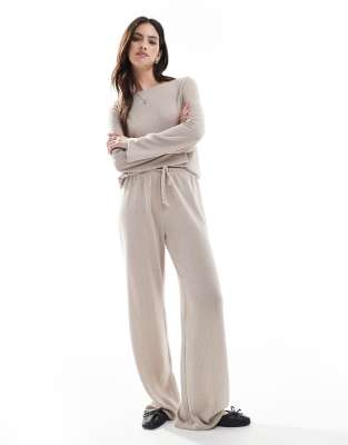 ONLY - Locker sitzende Hose in Beige mit Bindedetail vorne, Kombiteil-Neutral