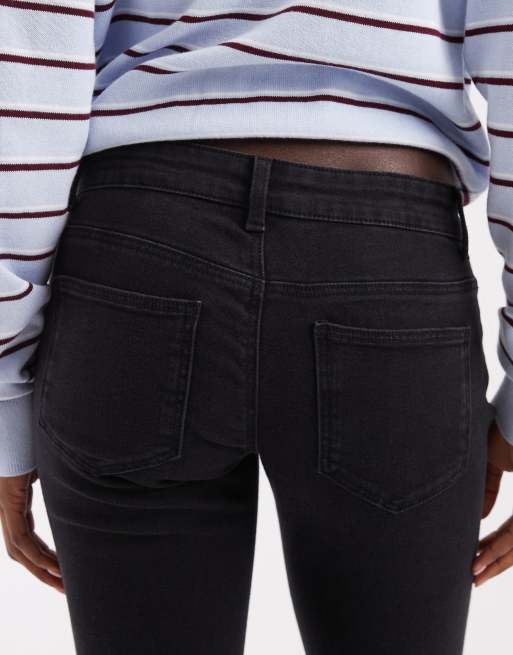 ONLY – Lola – Czarne dzwony jeansowe z bardzo niskim stanem i efektem sprania, 4 z 5