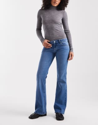 Lola - Jean évasé à taille ultra basse - Bleu clair 38