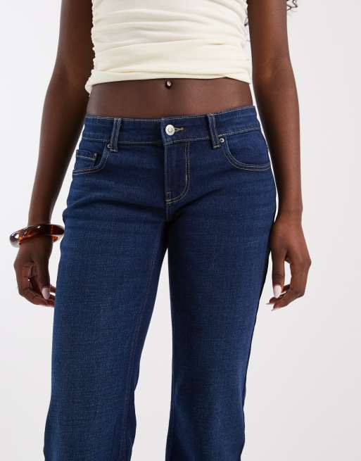 ONLY Lola super lavtaljede jeans med svaj i mørk denimvask, 4 af 5