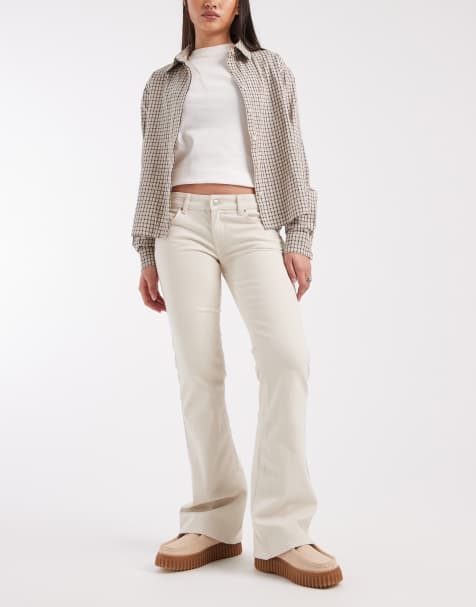 ONLY Lola super low waist flared jeans in ecru
